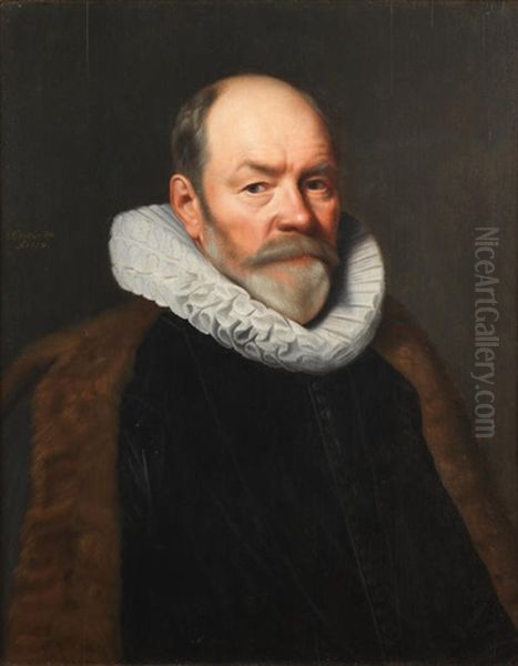 Portrait Of Paulus Van Beresteyn (1548-1625) , Bust-length, In Black, Fur-trimmed Costume Oil Painting by Michiel Janszoon van Mierevelt