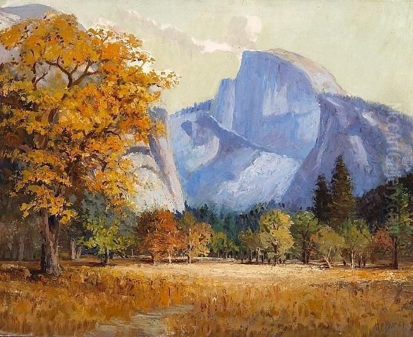 Half Dome In Autumn, Yosemite Oil Painting by Harry Cassie Best