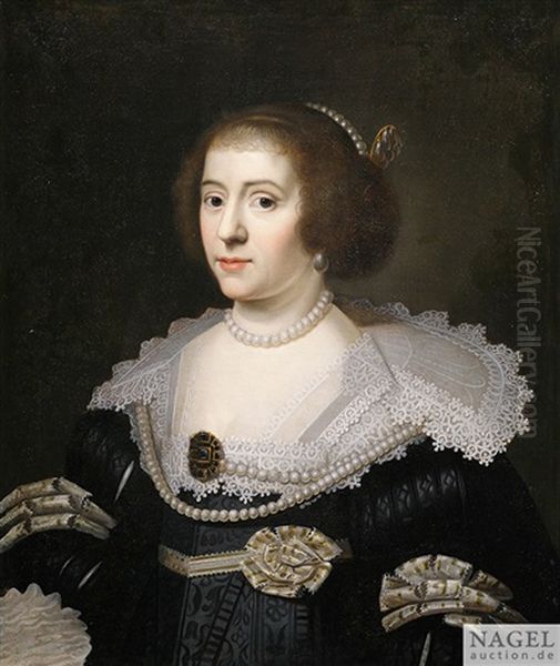 Portrait Der Grafin Amalia Von Solms-braunfels, Prinzessin Von Oranien Und Grafin Von Nassau Als Halbfigur Oil Painting by Michiel Janszoon van Mierevelt