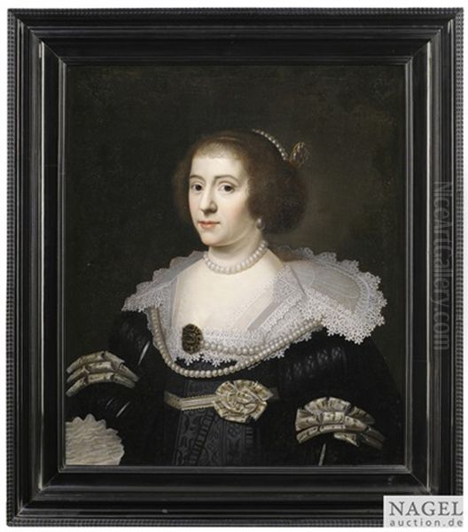 Portrait Der Grafin Amalia Von Solms-braunfels, Prinzessin Von Oranien Und Grafin Von Nassau Als Halbfigur Oil Painting by Michiel Janszoon van Mierevelt