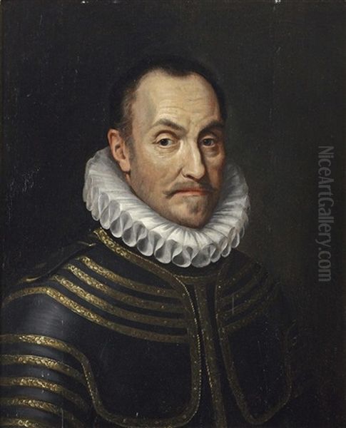 Portrait Of Willem I De Zwijger Of Orange-nassau, Bust-length, In Armour And With A Ruff Oil Painting by Michiel Janszoon van Mierevelt