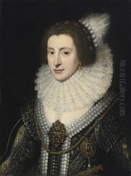 Portrait Of Queen Elizabeth Stuart Of Bavaria, The Winter Queen Oil Painting by Michiel Janszoon van Mierevelt