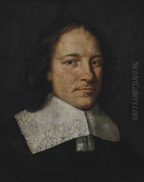 Portrait Of A Gentleman, Bust-length, In A Black Coat And White Collar Oil Painting by Michiel Janszoon van Mierevelt