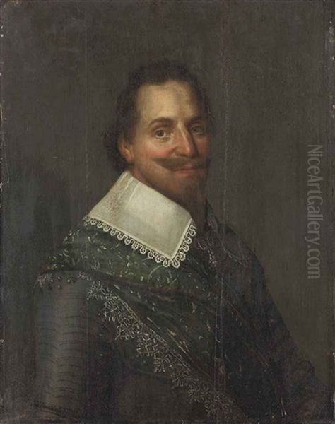 Portrait Of A Man, Half-length, In Armour With An Embroidered Sash Oil Painting by Michiel Janszoon van Mierevelt