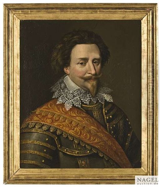 Brustbild Des Frederik Hendrik Prinz Von Oranien, Graf Von Nassau (1584-1647) Im Harnisch Mit Spitzenkragen Und Ordensscharpe Oil Painting by Michiel Janszoon van Mierevelt