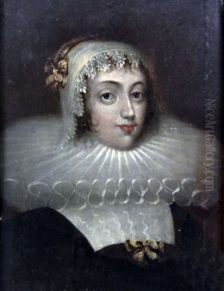 Portrait Of A Lady In A Lace Cap With Ruff Collar by Michiel Janszoon van Mierevelt