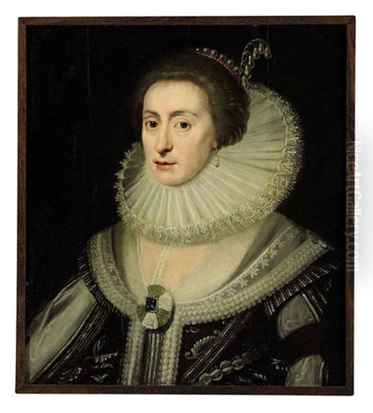 Portrait Of A Lady, Traditionally Identified As Elizabeth Of Bohemia, In A White Ruff Oil Painting by Michiel Janszoon van Mierevelt