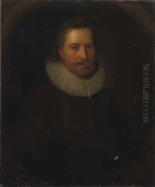 Portrait Of Gentleman In A Brown Jacket With Lace Collar Oil Painting by Michiel Janszoon van Mierevelt