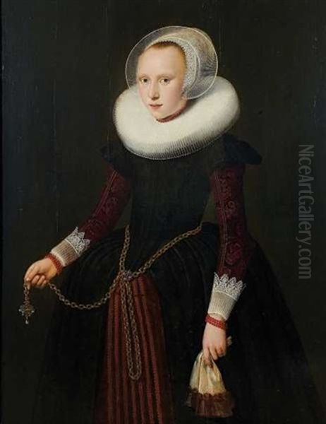 Portrait D'une Jeune Fille Oil Painting by Michiel Janszoon van Mierevelt