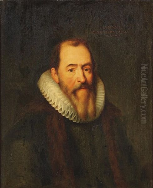 Portrait Of Johan Van Oldenbarnevelt In A Black Costume With A White Molensteenkraag Oil Painting by Michiel Janszoon van Mierevelt