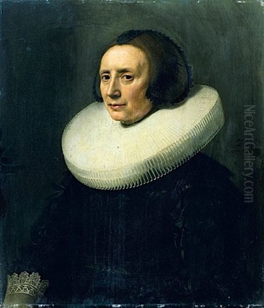 Portrait De Margaret Van Bere...n. Oil Painting by Michiel Janszoon van Mierevelt