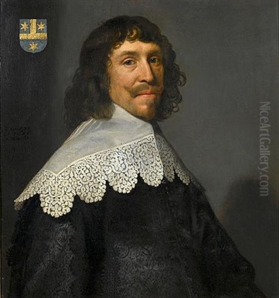 Portrait Of Jacob Pauw Of Delft, In An Embroidered Black Silk Tunic And Lace Collar Oil Painting by Michiel Janszoon van Mierevelt