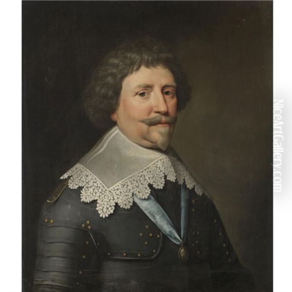 Portrait Of Frederick Hendrick, Prince Of Orange And Stadholder Of The United Provinces (1584-1647), Half-length, In Armour Oil Painting by Michiel Janszoon van Mierevelt