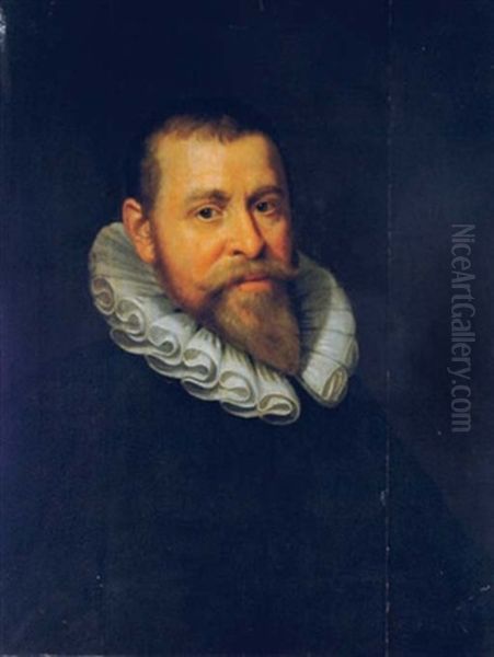 Portrait Of A Gentleman In A Black Coat And Lace Collar Oil Painting by Michiel Janszoon van Mierevelt