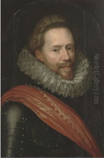 Portrait Of A Gentleman In Armour With A Red Sash Oil Painting by Michiel Janszoon van Mierevelt