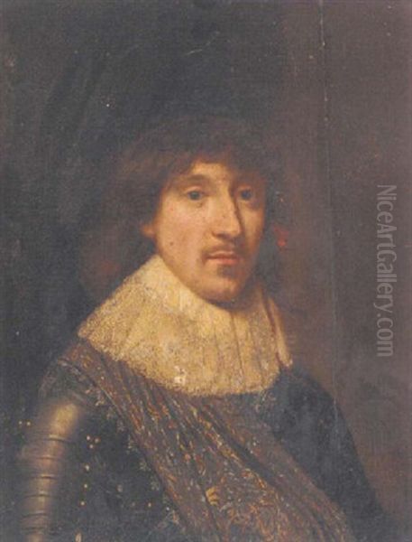 Portrait Of Christian, Duke Of Brunswick, In Armour With A White Lace Collar Oil Painting by Michiel Janszoon van Mierevelt