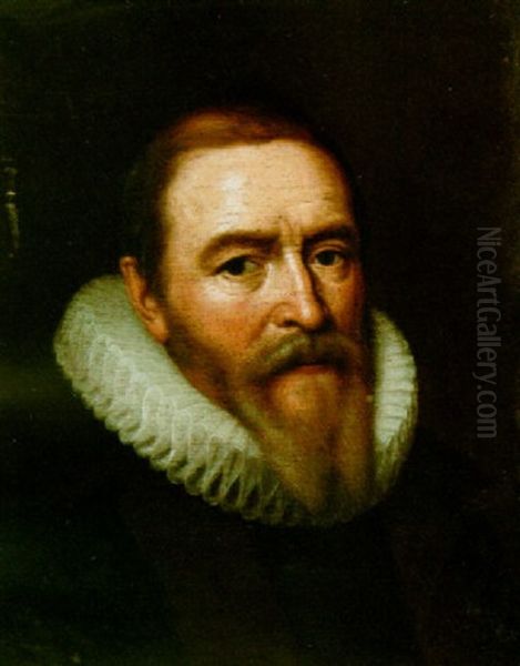 A Portrait Of Johan Van Oldenbarneveldt Oil Painting by Michiel Janszoon van Mierevelt