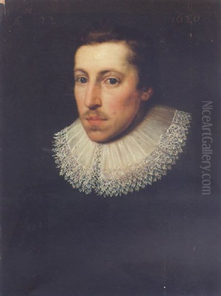 Portrait Of A Man Wearing Black, With A Lace Trimmed Collar Oil Painting by Michiel Janszoon van Mierevelt