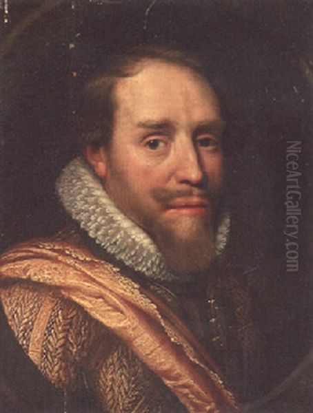 Portrait Of Maurice, Prince Of Orange, Count Of Nassau, Small Bust-length, In Armour And A Ruff Oil Painting by Michiel Janszoon van Mierevelt