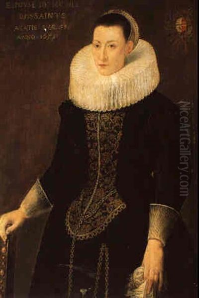 Portrait De Femme A La Robe Brodee Et A La Chaine D'or Oil Painting by Michiel Janszoon van Mierevelt