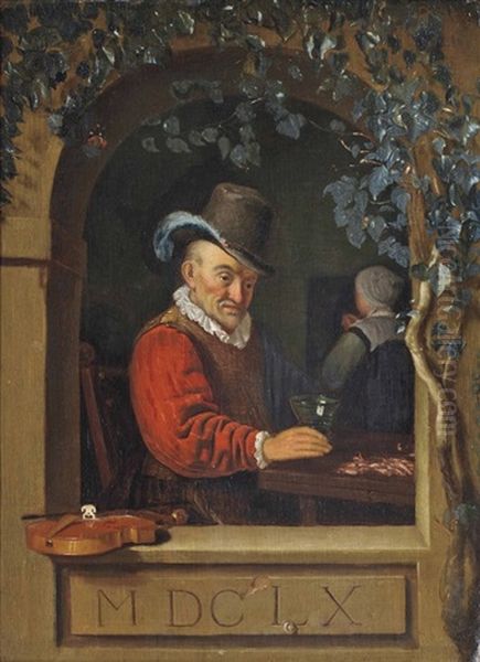 The Old Violinist Oil Painting by Frans van Mieris the Elder