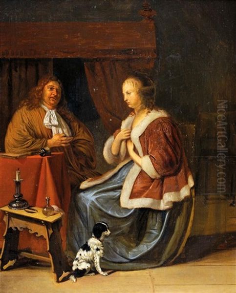 Couple Dans Un Interieur Oil Painting by Frans van Mieris the Elder