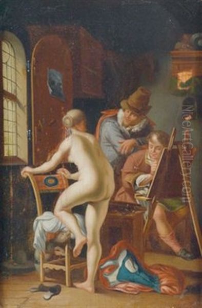 Im Atelier Des Malers Oil Painting by Frans van Mieris the Elder