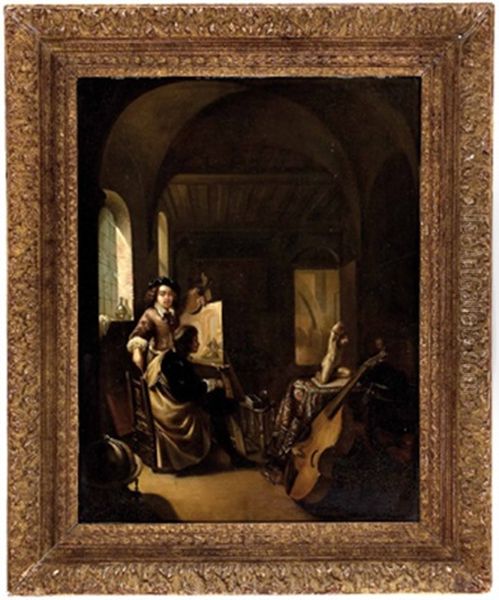 Der Kenner In Der Werkstatt Des Kunstlers Oil Painting by Frans van Mieris the Elder