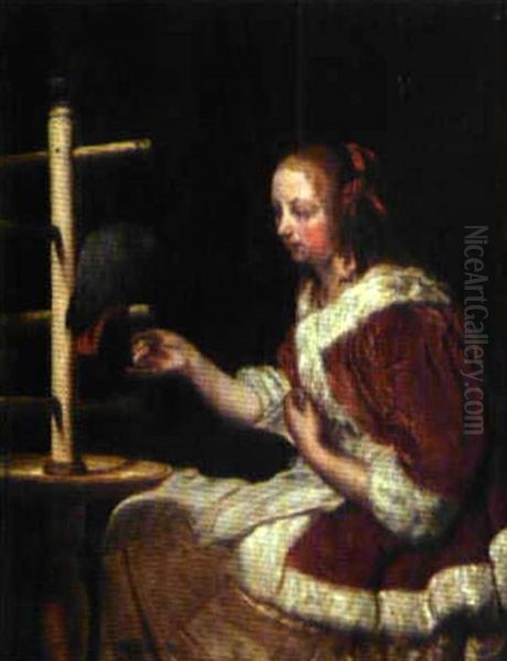 Jeune Femme Au Perroquet Oil Painting by Frans van Mieris the Elder