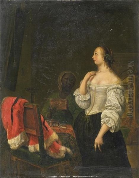 Frau Vor Dem Spiegel Oil Painting by Frans van Mieris the Elder