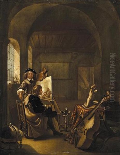 Studio D'artista Oil Painting by Frans van Mieris the Elder