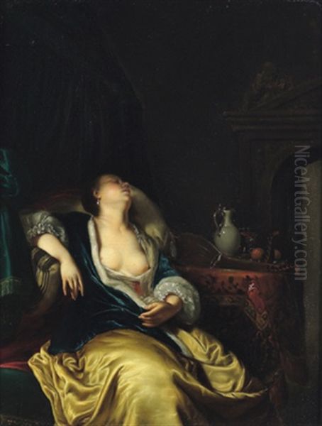 Eingeschlummerte Dame In Einem Interieur Oil Painting by Frans van Mieris the Elder