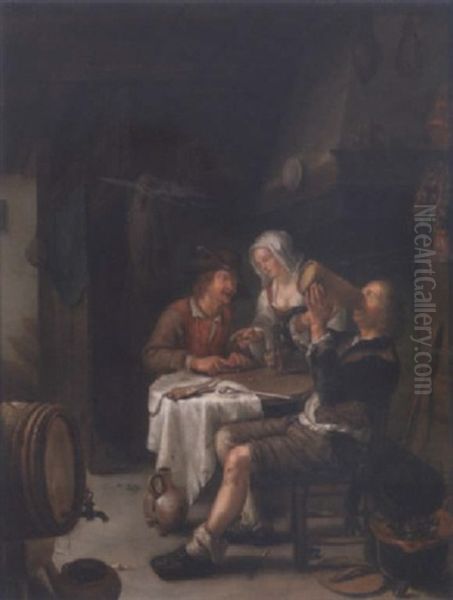 Peasants In An Inn Oil Painting by Frans van Mieris the Elder