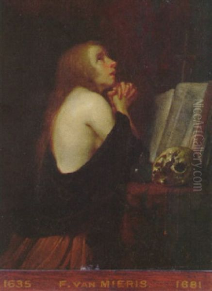 Den Bedjande Magdalena Oil Painting by Frans van Mieris the Elder