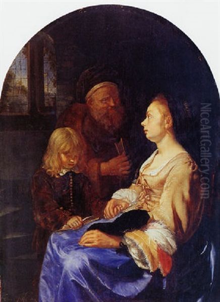 The Child's Lesson (high Priest Eli) Oil Painting by Frans van Mieris the Elder