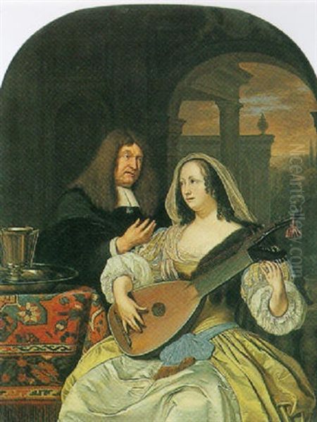 The Music Lesson Oil Painting by Frans van Mieris the Elder