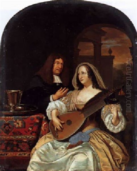 Die Musiklektion Oil Painting by Frans van Mieris the Elder