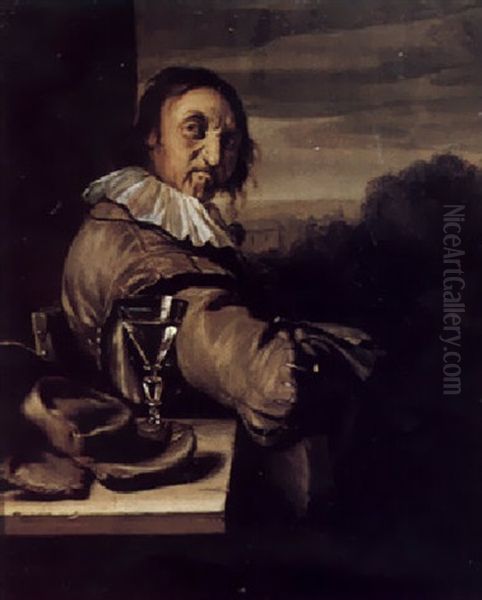 A Man Playing The Cittern Oil Painting by Frans van Mieris the Elder