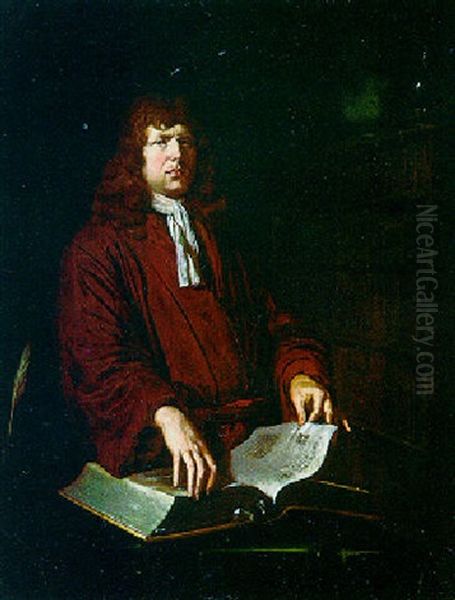 Portrait D'homme Consultant Un Ouvrage Oil Painting by Frans van Mieris the Elder