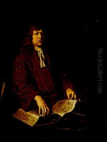 Portrait Of A Gentleman Dressed In Brown (miles Coverdale?) Oil Painting by Frans van Mieris the Elder