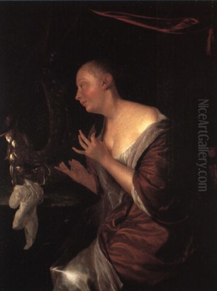 Young Lady At Her Toilet Oil Painting by Frans van Mieris the Elder