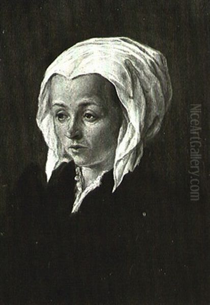 Portrait Of A Lady In A White Bonnet Oil Painting by Frans van Mieris the Elder