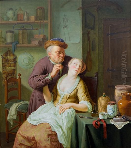 A Visit To The Doctor Oil Painting by Frans van Mieris the Younger