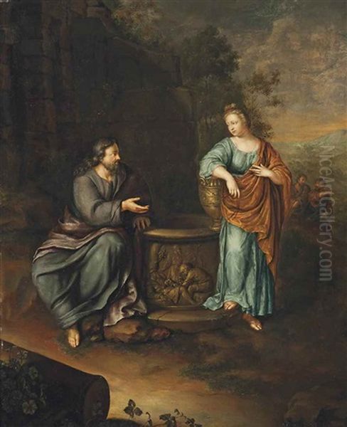 Christ And The Woman Of Samaria Oil Painting by Frans van Mieris the Younger