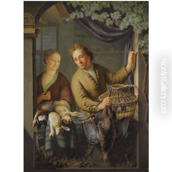 The Poulterer Oil Painting by Frans van Mieris the Younger