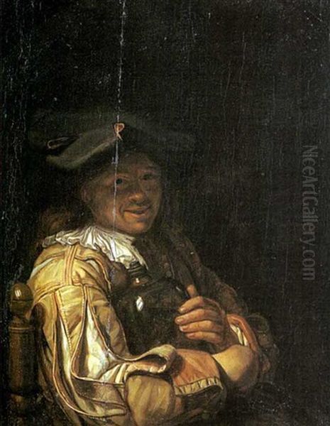 Portrait D'homme Tenant Un Flacon Oil Painting by Frans van Mieris the Younger