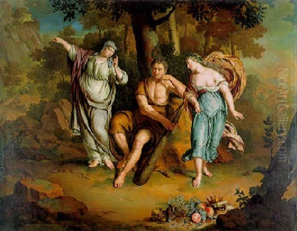 Hercules At The Crossroads Oil Painting by Frans van Mieris the Younger