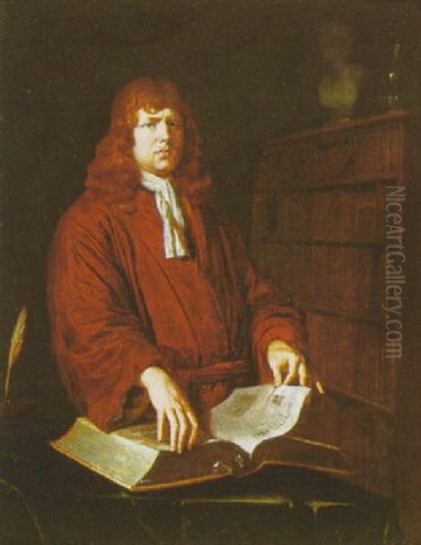 Portrait D'homme Consultant Un Ouvrage Oil Painting by Frans van Mieris the Younger