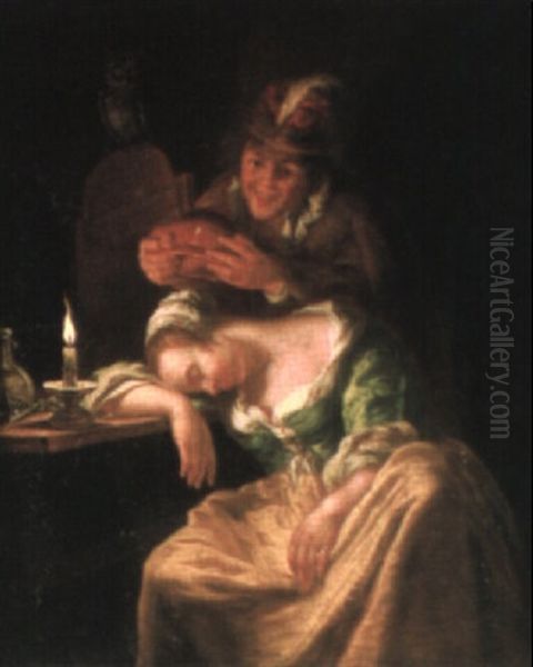 De Wijn Is Een Spotter Oil Painting by Frans van Mieris the Younger