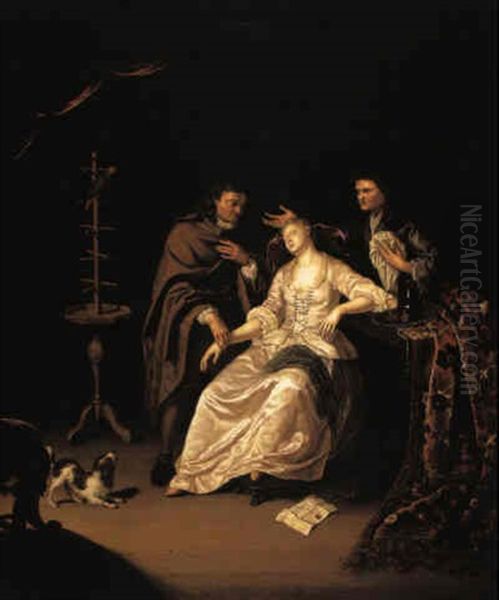 Doctor Tending A Swooning Girl Oil Painting by Frans van Mieris the Younger